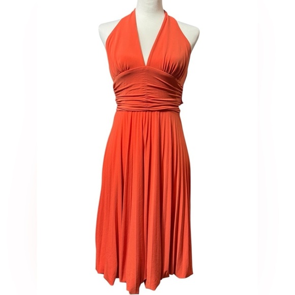 Old Hollywood Marilyn Monroe Bubble Skirt Dress  Vintage CACHE Orange Coral Sz 2 - Picture 7 of 14